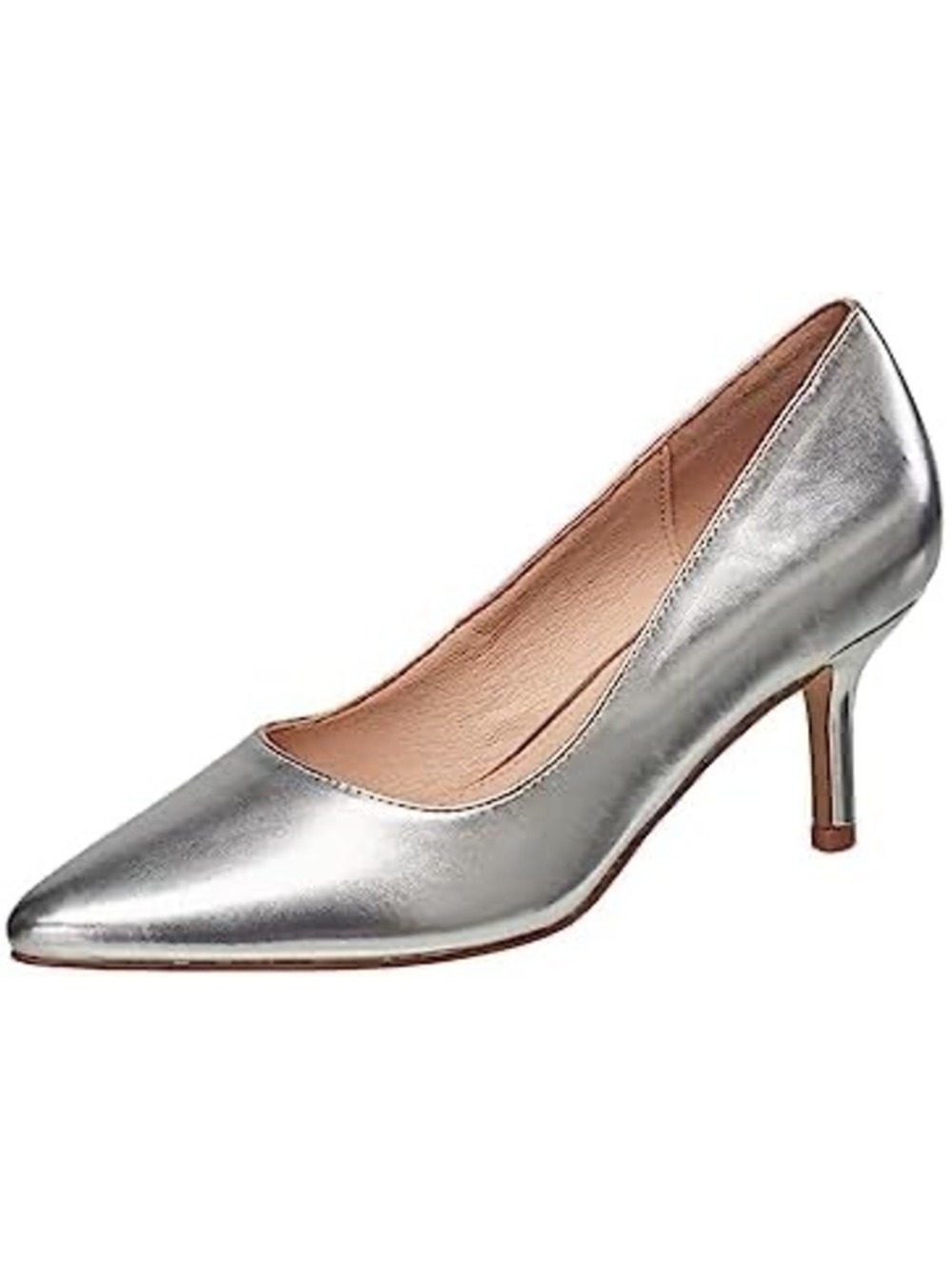 Women's FRENCH CONNECTION Silver Pointed Toe Kitten Heeled Stiletto Heels Size 9